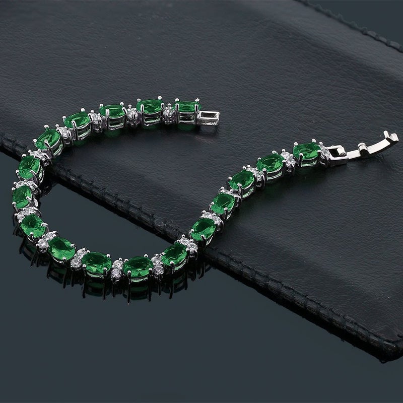 Gem Stone King 20.00 Ct Gorgeous Oval and Round 7 Inch Sparkling Cubic Zirconia CZ Tennis Bracelet For Women - Image 3